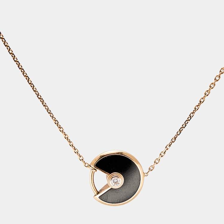 Pre Owned Cartier Amulette De Cartier Onyx Diamond 18k Rose Gold XS Model Bracelet