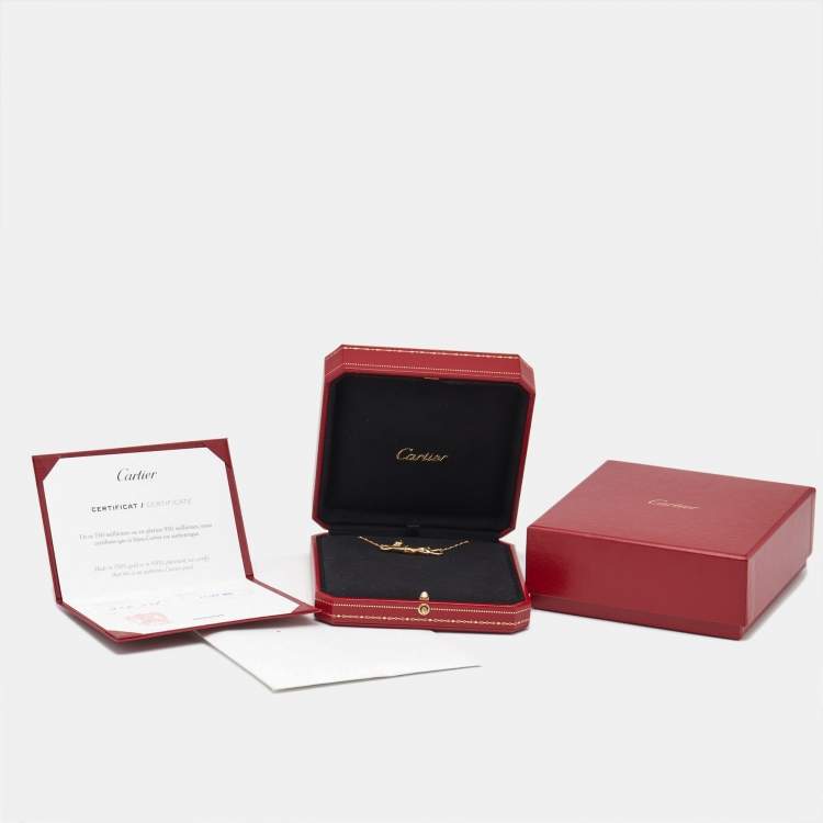 Pre Owned Cartier Panthere De Cartier Diamond Tsavorite Garnet Lacquer 18k Yellow Gold Necklace