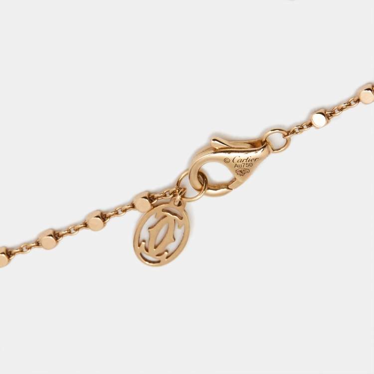 Pre Owned Cartier Panthere De Cartier Diamond Tsavorite Garnet Lacquer 18k Yellow Gold Necklace