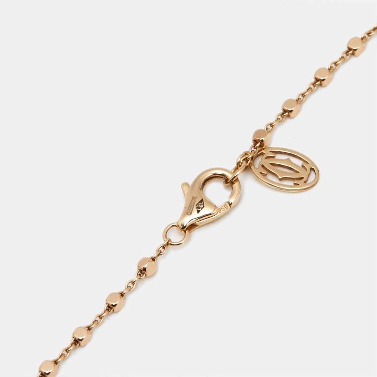 Pre Owned Cartier Panthere De Cartier Diamond Tsavorite Garnet Lacquer 18k Yellow Gold Necklace
