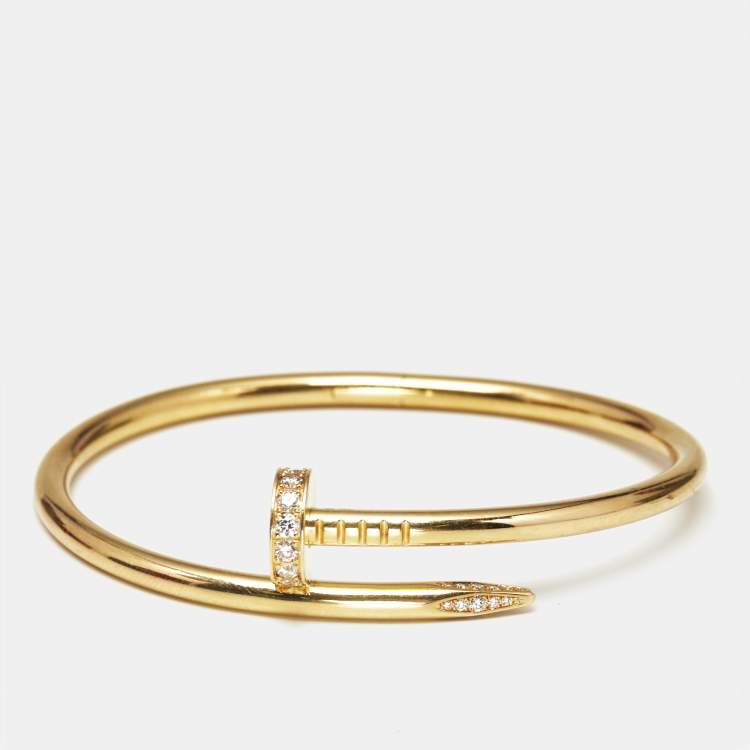 Pre Owned Cartier Juste Un Clou Diamonds 18k Yellow Gold Diamond Bracelet 17