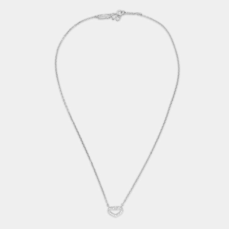 Pre Owned Cartier C de Cartier Heart 18k White Gold Necklace