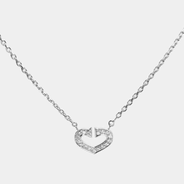Pre Owned Cartier C de Cartier Heart 18k White Gold Necklace