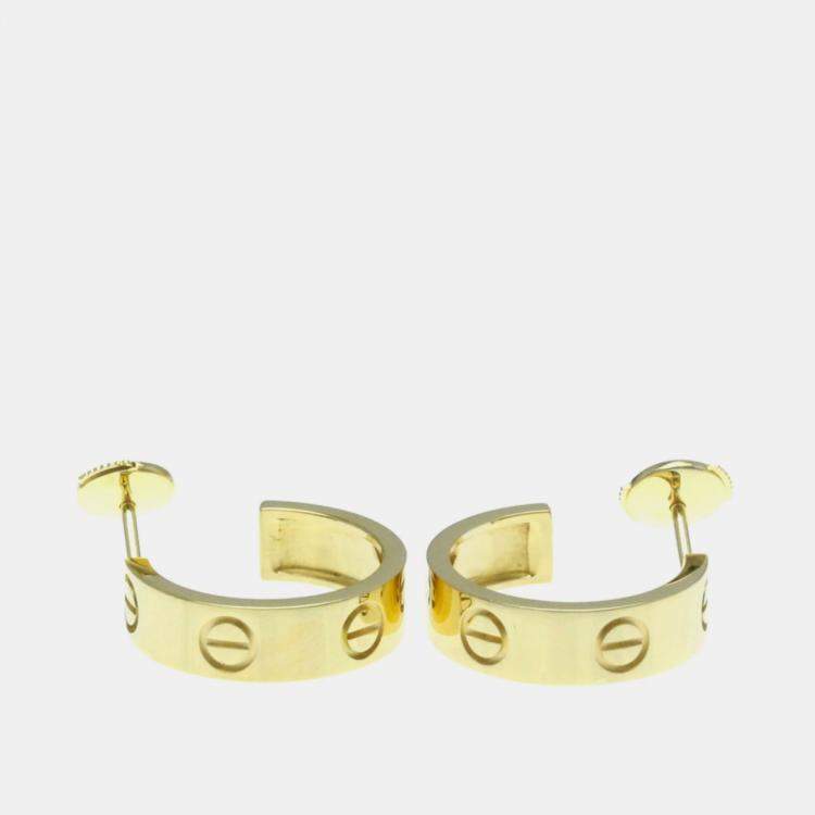 Pre Owned Cartier 18K Yellow Gold Half Hoop Love Earrings