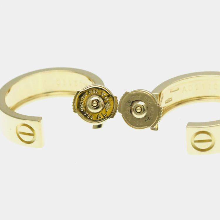 Pre Owned Cartier 18K Yellow Gold Half Hoop Love Earrings