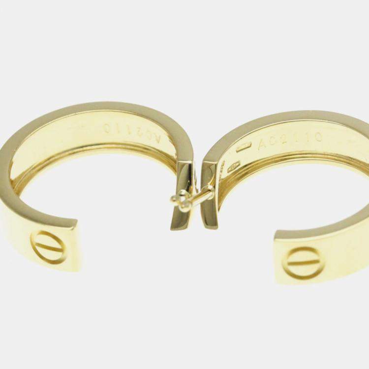 Pre Owned Cartier 18K Yellow Gold Half Hoop Love Earrings