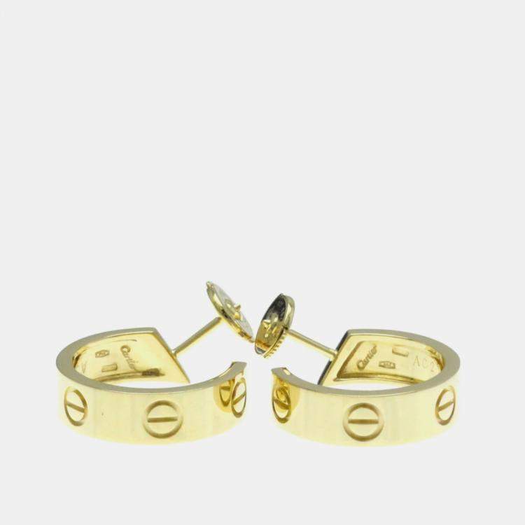 Pre Owned Cartier 18K Yellow Gold Half Hoop Love Earrings