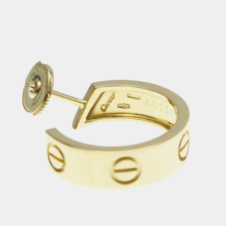 Pre Owned Cartier 18K Yellow Gold Half Hoop Love Earrings