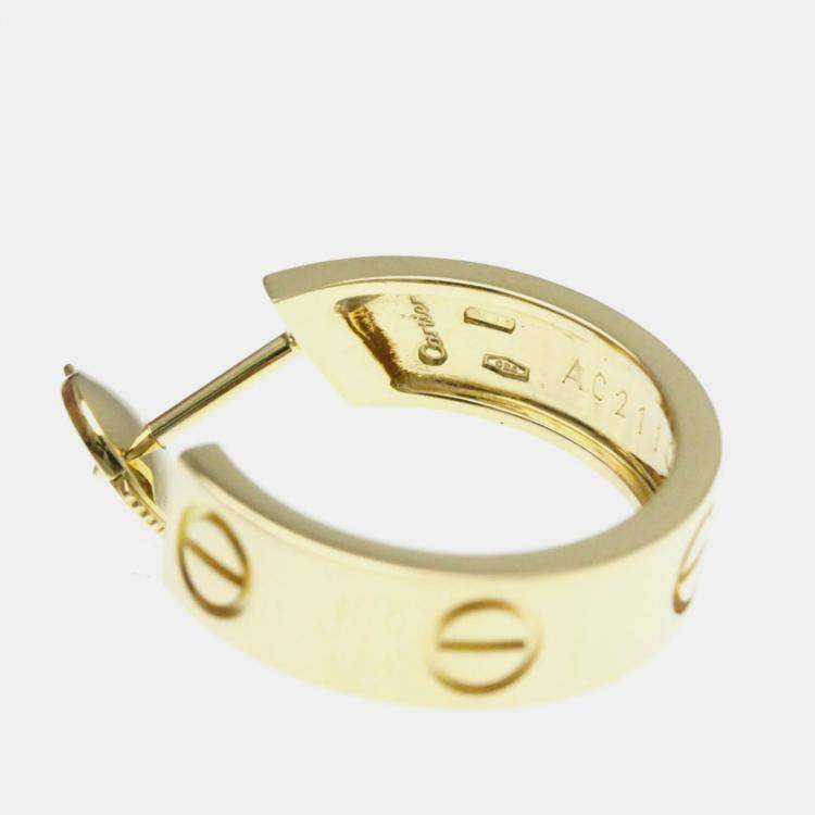 Pre Owned Cartier 18K Yellow Gold Half Hoop Love Earrings