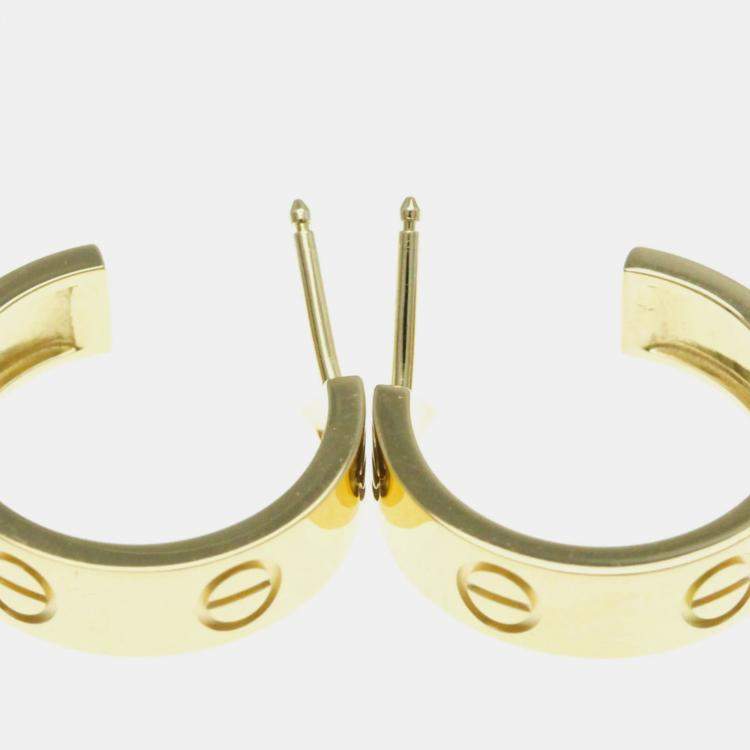 Pre Owned Cartier 18K Yellow Gold Half Hoop Love Earrings