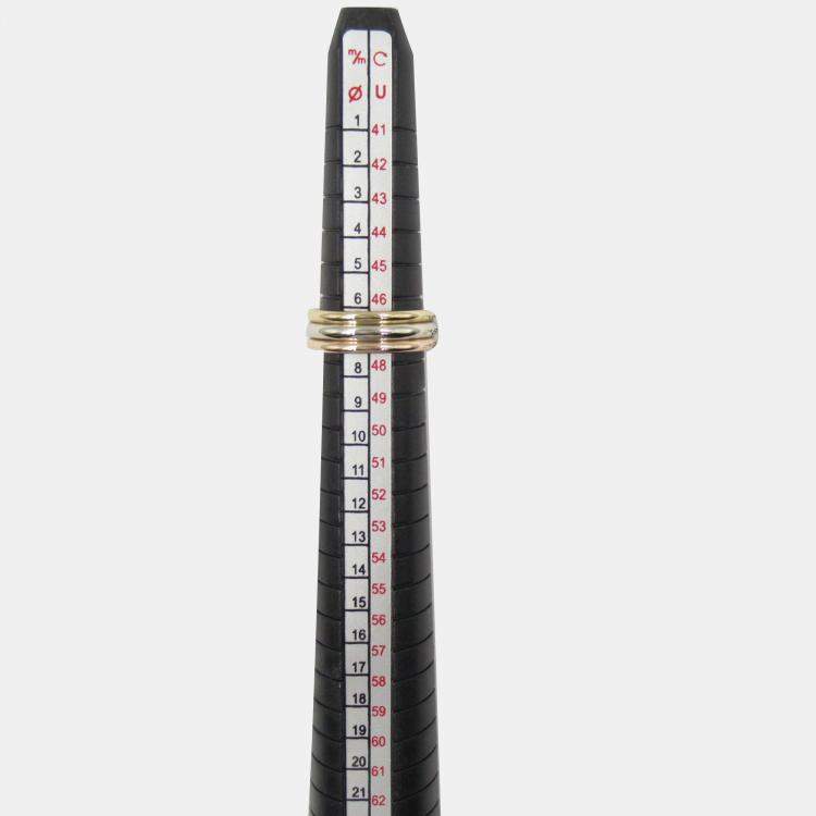 Pre Owned Cartier 18K Yellow, Rose, White Gold Double C Ring EU 47