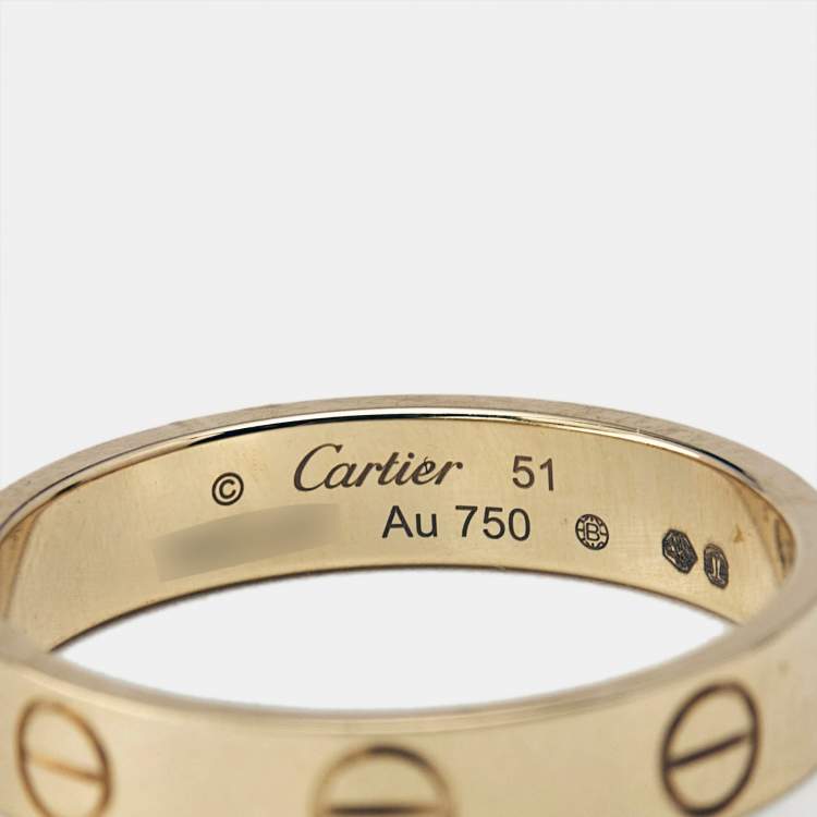 Pre Owned Cartier Love 18k Yellow Gold Small Model Ring Size 51