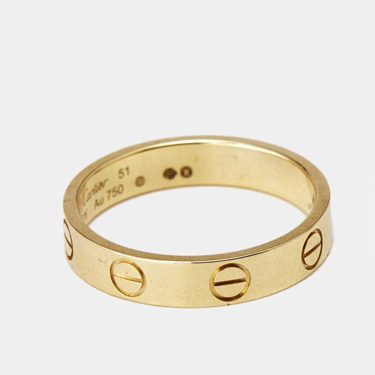 Pre Owned Cartier Love 18k Yellow Gold Small Model Ring Size 51