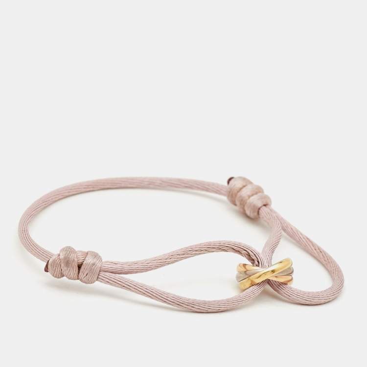Pre Owned Cartier Trinity 18K Three Tone Gold Pink Cord Bracelet