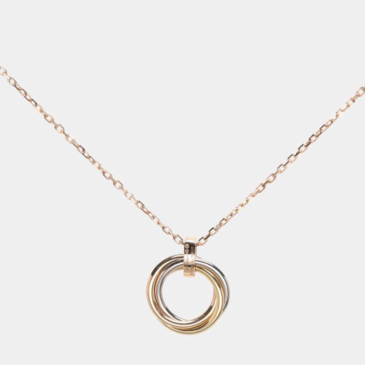Pre Owned Cartier Trinity Diamond 18k Three Tone Gold Necklace