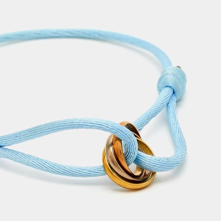Pre Owned Cartier Trinity 18k Three Tone Gold Adjustable Cord Bracelet