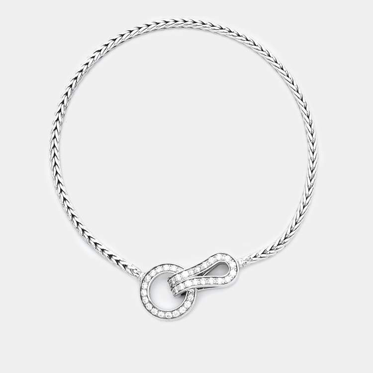 Pre Owned Cartier Agrafe Diamond 18K White Gold Bracelet