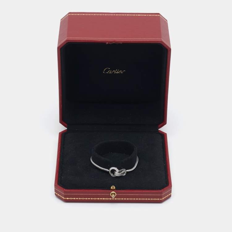 Pre Owned Cartier Agrafe Diamond 18K White Gold Bracelet
