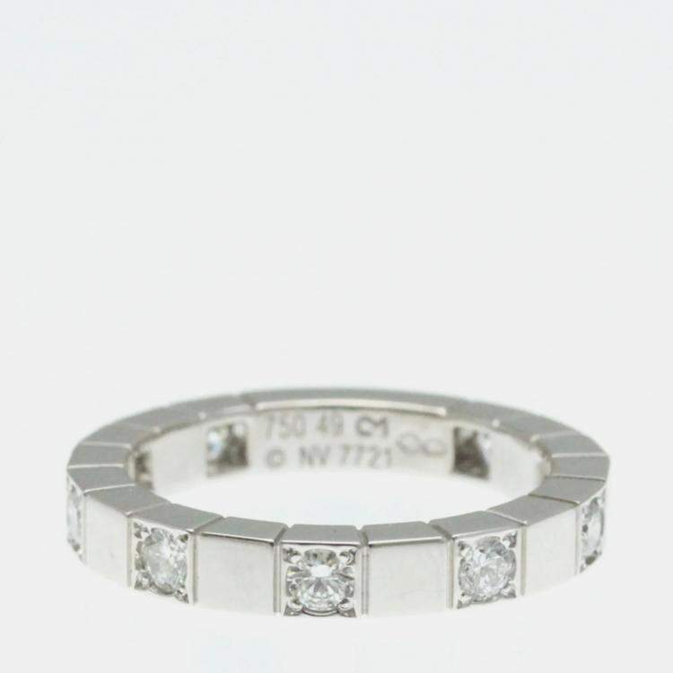 Pre Owned Cartier 18K White Gold and Diamond Lanieres Ring EU 49