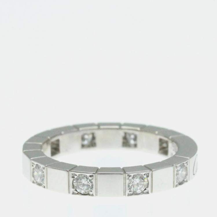 Pre Owned Cartier 18K White Gold and Diamond Lanieres Ring EU 49