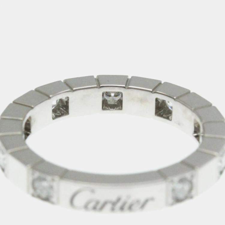 Pre Owned Cartier 18K White Gold and Diamond Lanieres Ring EU 49