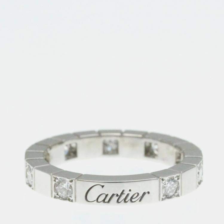 Pre Owned Cartier 18K White Gold and Diamond Lanieres Ring EU 49
