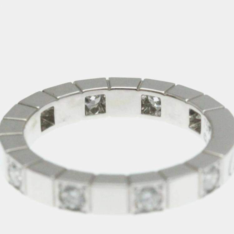 Pre Owned Cartier 18K White Gold and Diamond Lanieres Ring EU 49