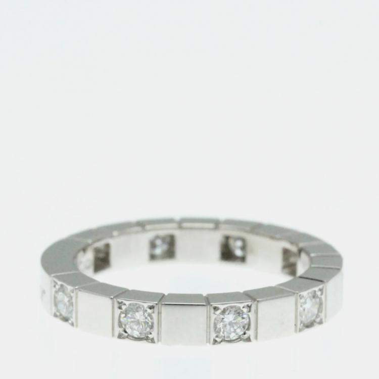 Pre Owned Cartier 18K White Gold and Diamond Lanieres Ring EU 49