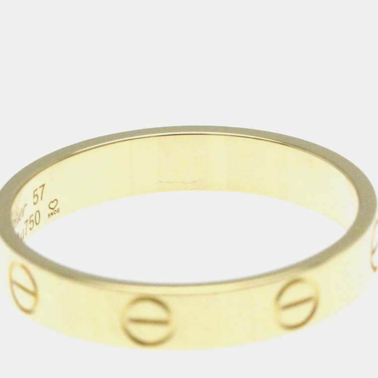 Pre Owned Cartier 18K Yellow Gold Love Band Ring EU 57