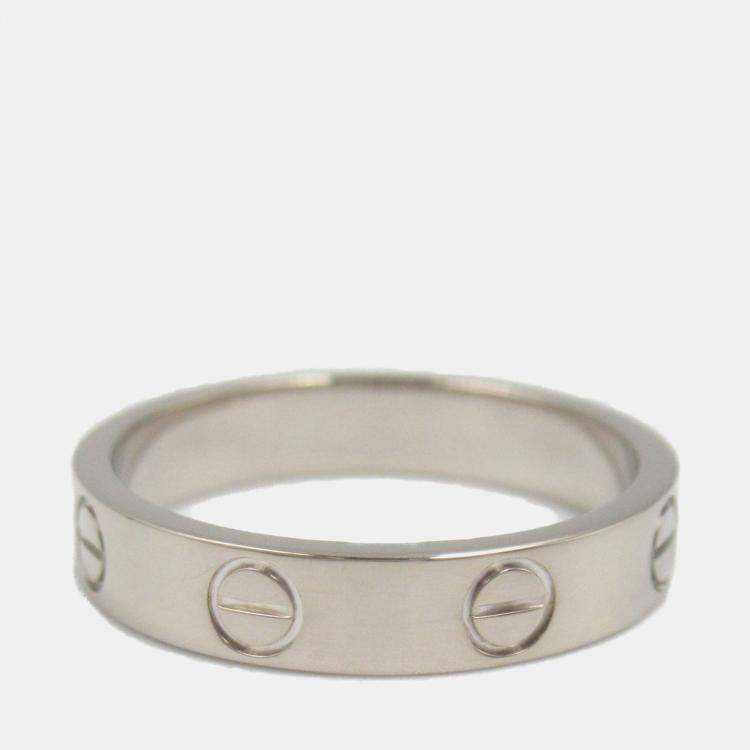 Pre Owned Cartier 18K White Gold Love Band Ring EU 51