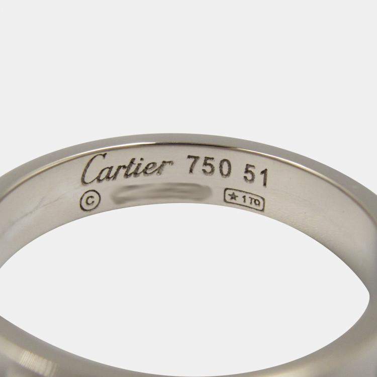 Pre Owned Cartier 18K White Gold Love Band Ring EU 51