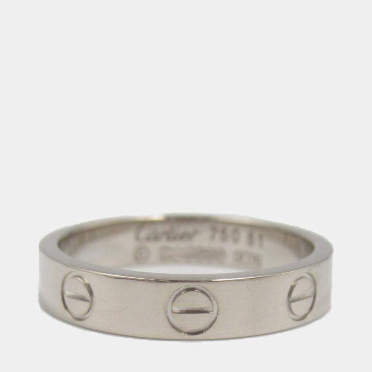 Pre Owned Cartier 18K White Gold Love Band Ring EU 51