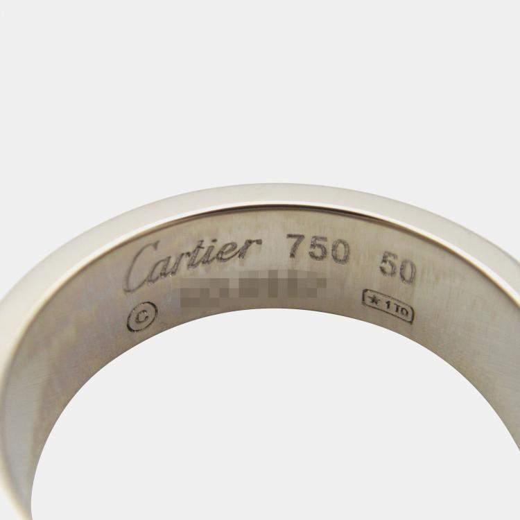 Pre Owned Cartier 18K White Gold Love Band Ring EU 50