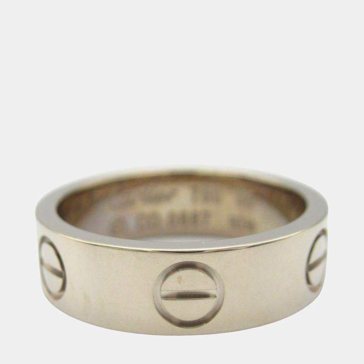 Pre Owned Cartier 18K White Gold Love Band Ring EU 50