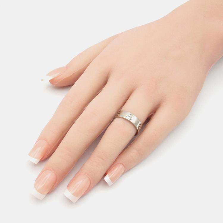 Pre Owned Cartier 18K White Gold Love Band Ring EU 50