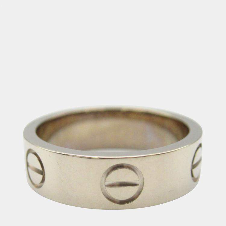 Pre Owned Cartier 18K White Gold Love Band Ring EU 50