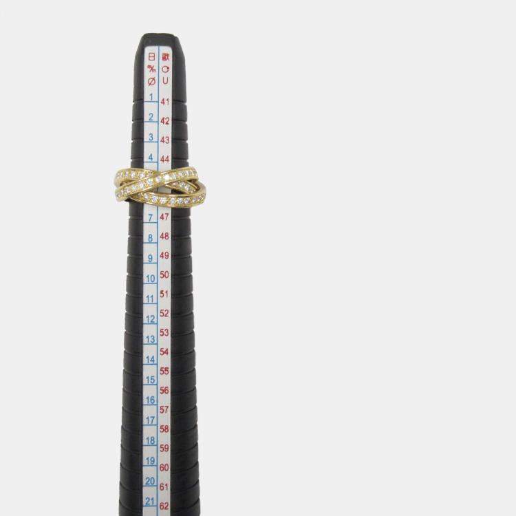 Pre Owned Cartier 18K Yellow Gold Vintage Diamond Trinity Ring EU 45