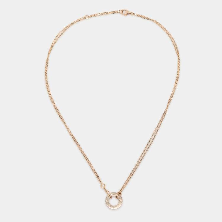 Pre Owned Cartier Love 2 Diamonds 18K Rose Gold Necklace