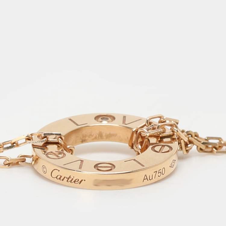 Pre Owned Cartier Love 2 Diamonds 18K Rose Gold Necklace