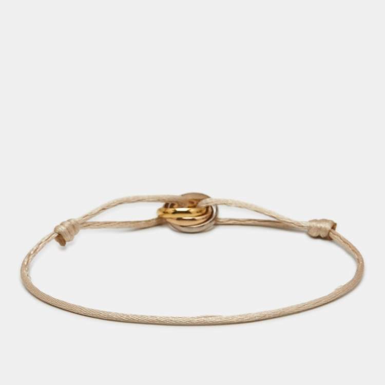 Pre Owned Cartier Trinity 18k Three Tone Gold Adjustable Cord Bracelet