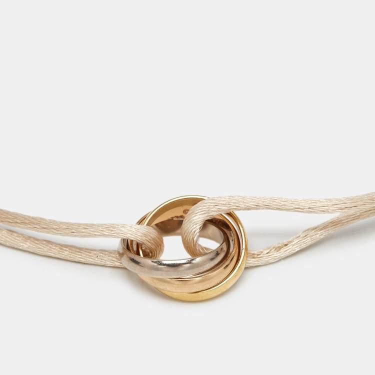 Pre Owned Cartier Trinity 18k Three Tone Gold Adjustable Cord Bracelet