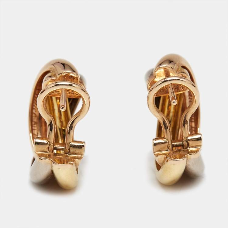 Pre Owned Cartier Trinity 18k Three Tone Gold Earrings