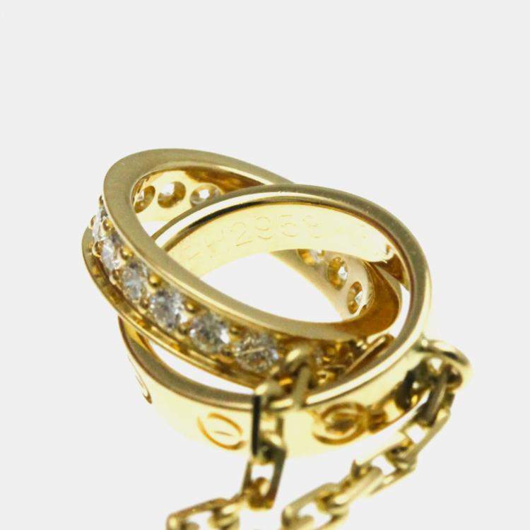 Pre Owned Cartier 18K Yellow Gold and Diamond Love Pendant Necklace
