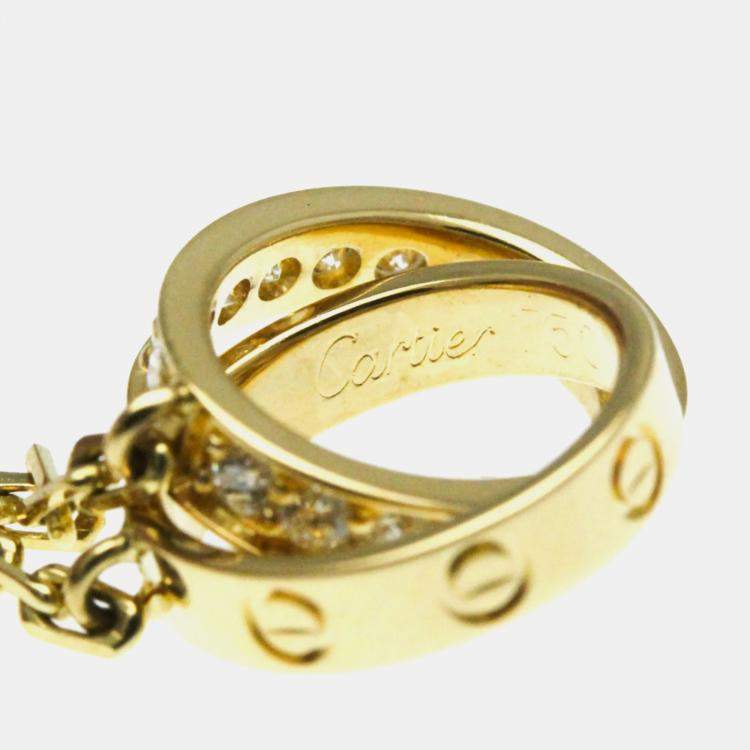 Pre Owned Cartier 18K Yellow Gold and Diamond Love Pendant Necklace