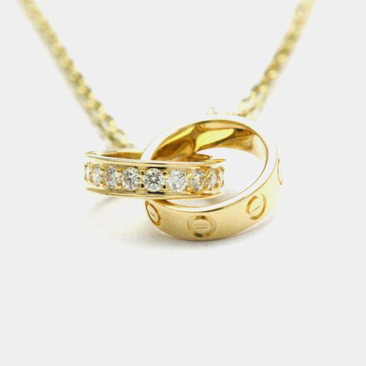 Pre Owned Cartier 18K Yellow Gold and Diamond Love Pendant Necklace