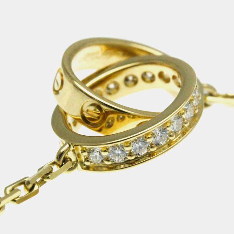 Pre Owned Cartier 18K Yellow Gold and Diamond Love Pendant Necklace