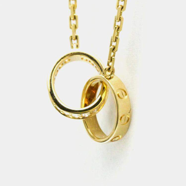 Pre Owned Cartier 18K Yellow Gold and Diamond Love Pendant Necklace