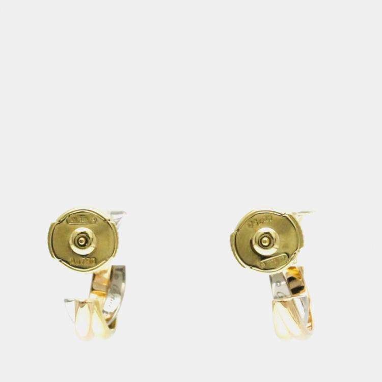 Pre Owned Cartier 18K Yellow, Rose, White Gold Trinity Earring