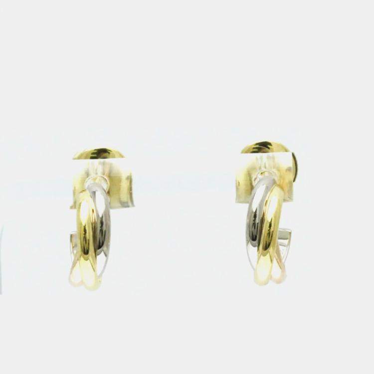 Pre Owned Cartier 18K Yellow, Rose, White Gold Trinity Earring