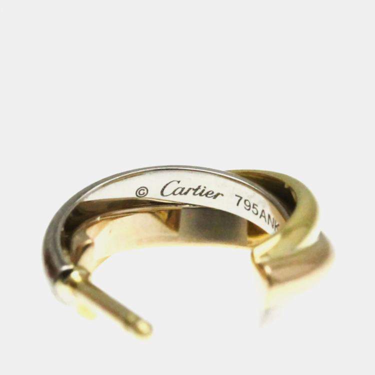 Pre Owned Cartier 18K Yellow, Rose, White Gold Trinity Earring